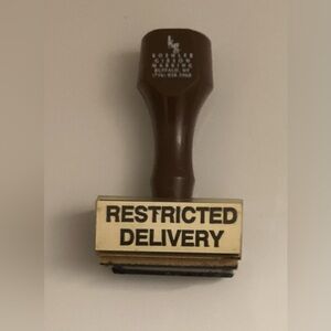 Vintage United States Post Office Wood Handle RESTRICTED DELIVERY Rubber Stamp